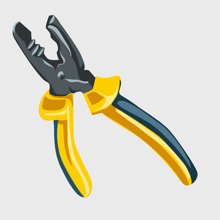 Pliers, professional tools closeup with yellow handles. Vector isolatedのイラスト素材
