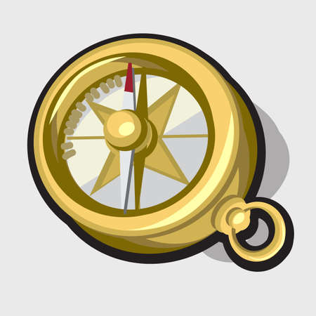 Icon of gold antique compass, vector illustrationのイラスト素材