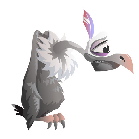 Cartoon vulture on a white background. Vector illustrationのイラスト素材