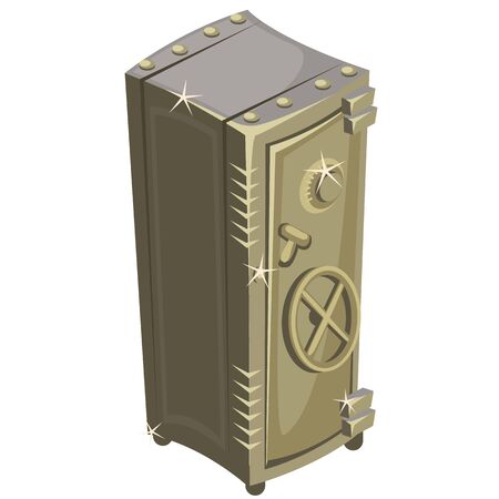 Big old safety deposit box, vector illustration on a white backgroundのイラスト素材