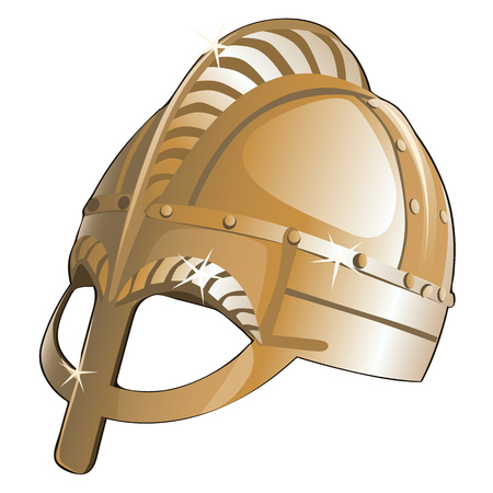 Ancient metal helmet from Sparta. Vector illustrationのイラスト素材