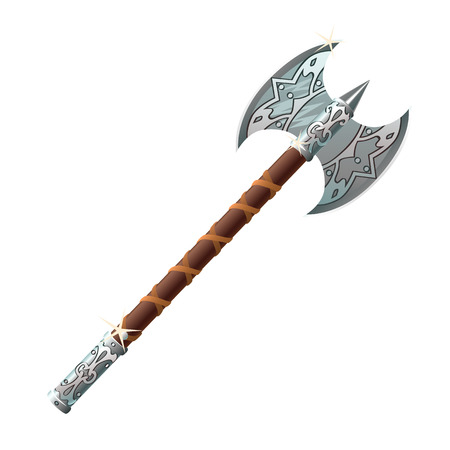 labrys axe with ornament. Viking weapon. Vector illustration on a white backgroundのイラスト素材