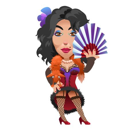 Girl cabaret dancer in underwear, fictional character in the wild West styleのイラスト素材