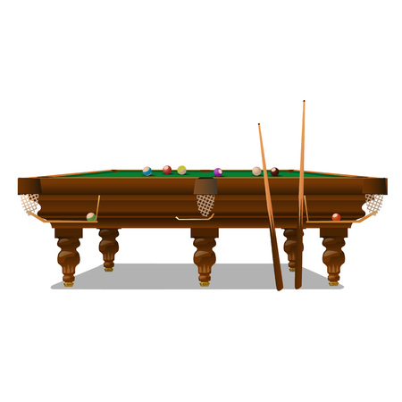 Billiard table with cues on a white background. Vector illustrationのイラスト素材