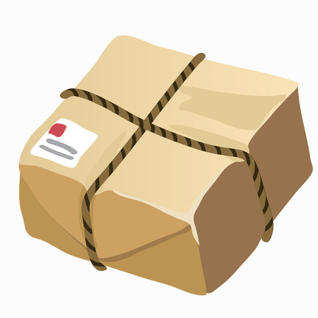 Brown closed carton delivery packaging box isolated on a white backgroundのイラスト素材
