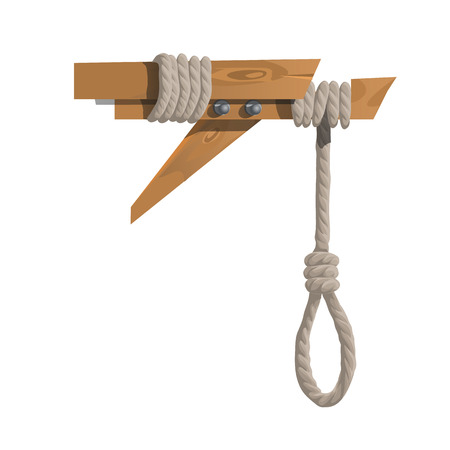 hangman on a wooden beam without anyone. Vector illustrationのイラスト素材