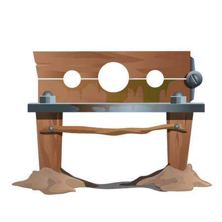 Wooden shackles, ancient instrument of torture and execution, vector illustrationのイラスト素材