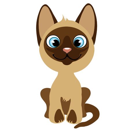 Cute cartoon kitten with blue eyes, vector pets, animal isolatedのイラスト素材