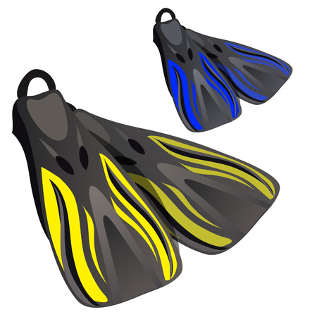 Realistic drawing fins. element of diving suit. Vector illustrationのイラスト素材