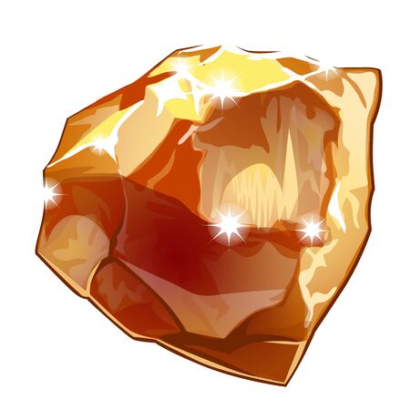 Yellow shining gem crystal isolated on a white backgroundのイラスト素材
