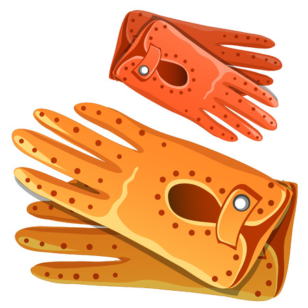 Fashionable leather womens gloves. Clothing accessory. Vector illustration on white backgroundのイラスト素材