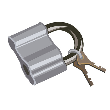 Padlock with two keys isolated on white background. Vector illustrationのイラスト素材