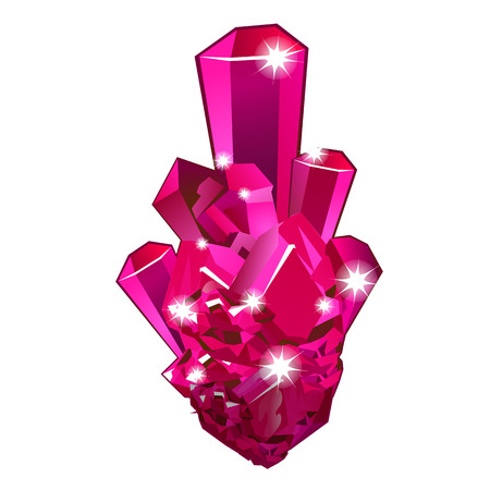 Piece of raw crystal ruby. Vector isolated on white background. Jewelry conceptのイラスト素材