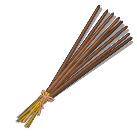 Bunch of incense sticks closeup on white background. vector illustrationのイラスト素材