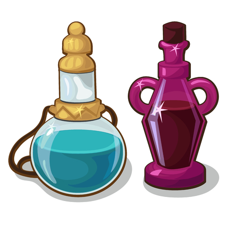 Two bottles of elixir on white background, vector elements for game and other design needsのイラスト素材