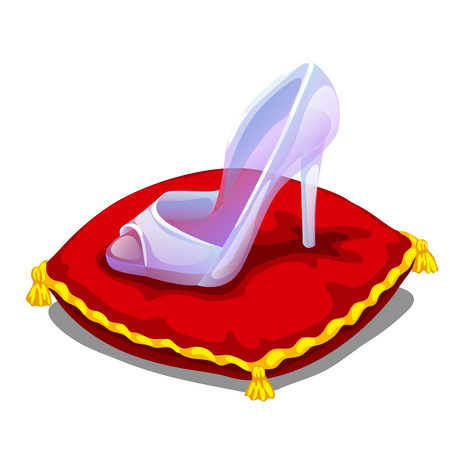 Ice clear shoe on red pillow. vector illustration on white background for your design needsのイラスト素材