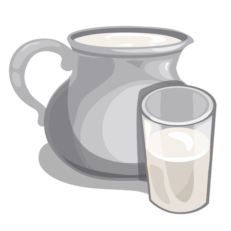 Jug of milk and filled glass Vector drink isolatedのイラスト素材