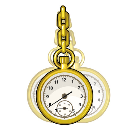 Gold vintage watch on a chain. Vector isolatedのイラスト素材