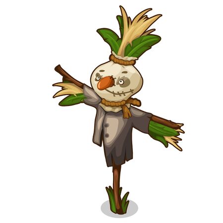 Scarecrow made of straw and grass with rough faceのイラスト素材