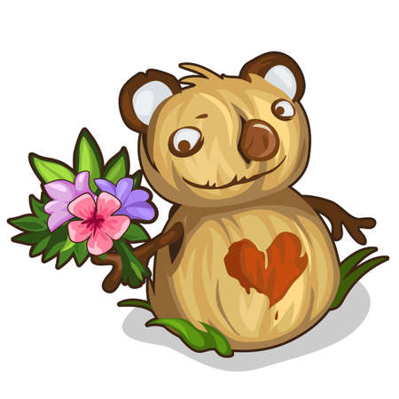 Straw stuffed toy, scarecrow in shape of bearのイラスト素材