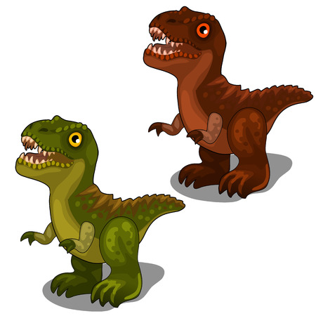 Green and brown dinosaur in cartoon styleのイラスト素材