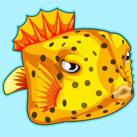 Yellow tropical fish on blue background. Vectorのイラスト素材