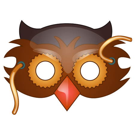 Bird beak mask on face drawn in cartoon style. masquerade, carnival accessories. Vector illustration isolated on white backgroundのイラスト素材