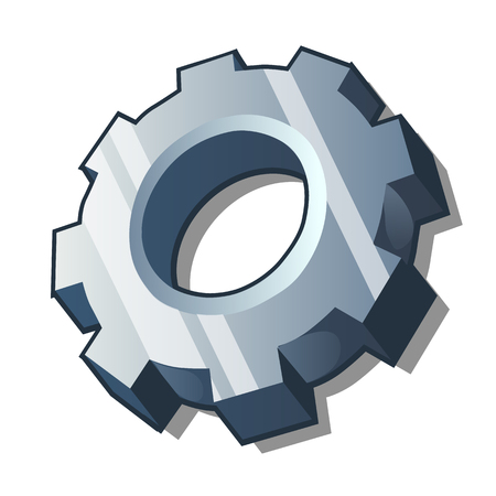 Steel gear isolated on a white background. Cartoon vector close-up illustration.のイラスト素材