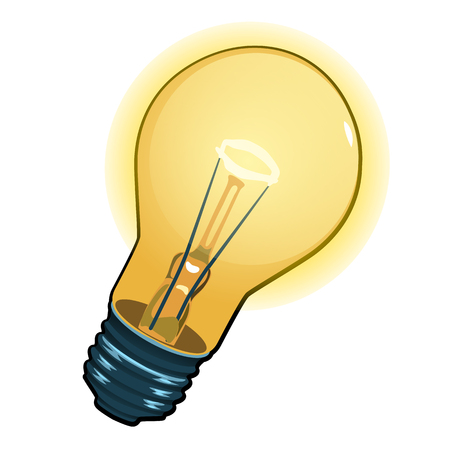 Light bulb color isolated on white background. Vector cartoon close-up illustration.のイラスト素材