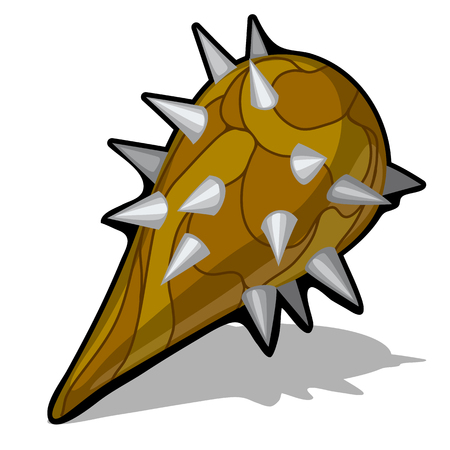 Spiked cudgel club weapon isolated on white background. Vector cartoon close-up illustration.のイラスト素材