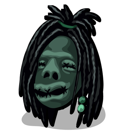 A shrunken head isolated on white background. Talisman tribe of Indians. Vector illustration.のイラスト素材