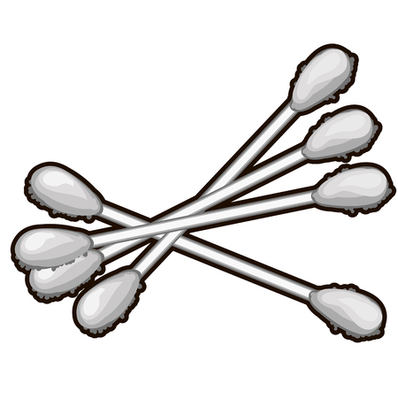 A set of cotton swabs isolated on white background. Vector cartoon close-up illustration.のイラスト素材