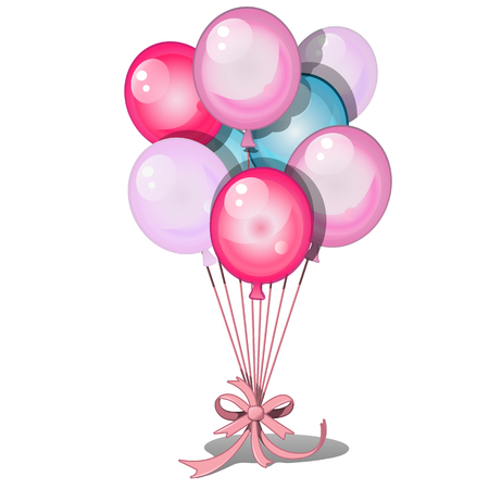 Set of colorful balloons isolated on white background. Sketch for greeting cards, festive posters or party invitations. Vector cartoon close-up illustration.のイラスト素材
