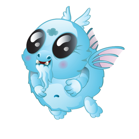 A small fantasy creature isolated on white background. Vector cartoon close-up illustration.のイラスト素材