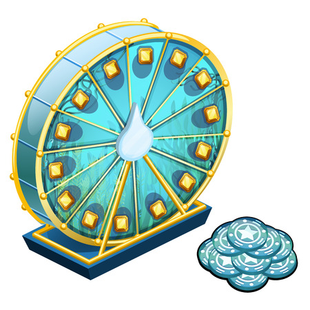 The wheel of fortune with texture of seaweed and blue chips isolated on a white background. Vector illustration.のイラスト素材