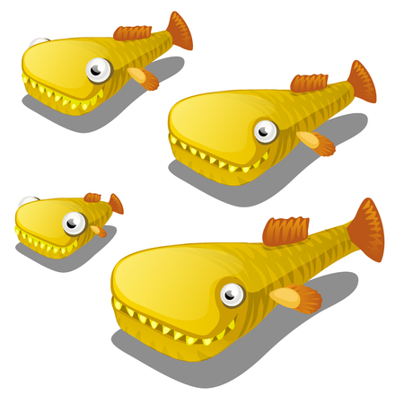 Set of cartoon fish isolated on white background. Vector cartoon close-up illustration.のイラスト素材