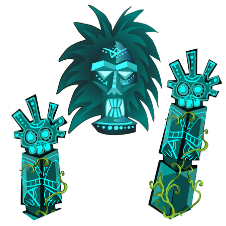 A collection of sacred ethnic attributes isolated on a white background. Vector cartoon close-up illustrationのイラスト素材