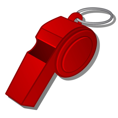 Red whistle of the coach isolated on white background. Vector cartoon close-up illustrationのイラスト素材
