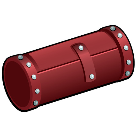 Red leather cosmetic tube isolated on white background. Makeup brush roll closeup. Vector illustrationのイラスト素材