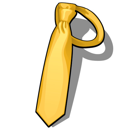 Golden necktie isolated on white background. Vector cartoon close-up illustration.の写真素材