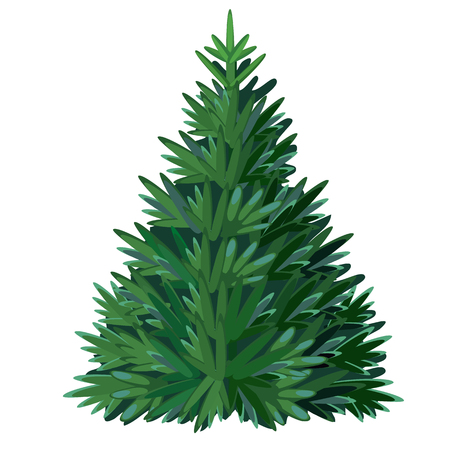Cartoon Christmas tree isolated on white background. Vector illustration.のイラスト素材
