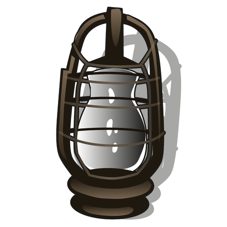 Outdoor hanging lantern in retro style isolated on a white background. Cartoon vector close-up illustrationのイラスト素材