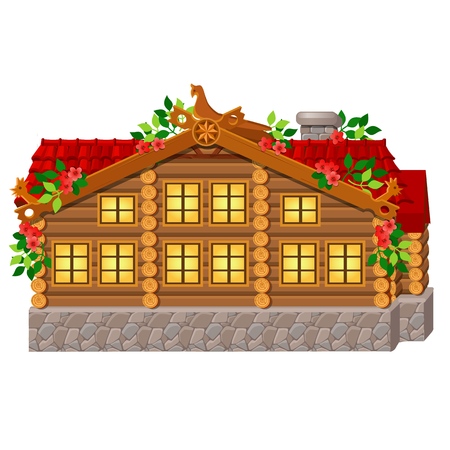 Fabulous royal wooden house isolated on whiteのイラスト素材