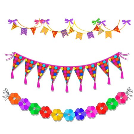 Set of colorful holiday flags isolated on whiteのイラスト素材