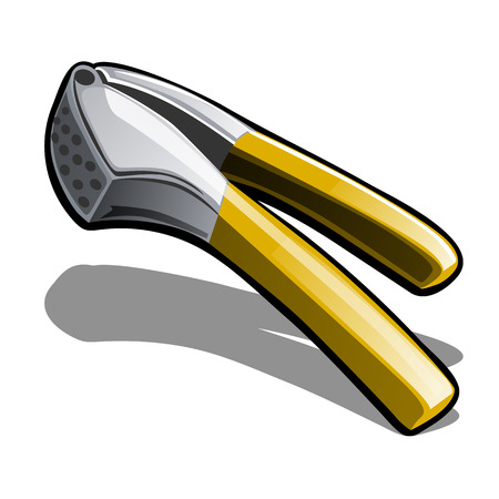 Garlic masher isolated on white background. Vector cartoon close-up illustrationのイラスト素材