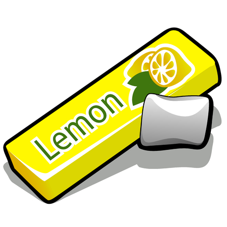 Chewing gum with lemon flavor isolated on whiteのイラスト素材