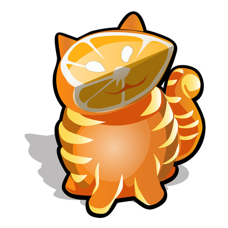 The cat is carved from orange isolated on white background. Vector cartoon close-up illustrationのイラスト素材