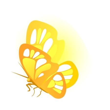 Butterfly with golden wings isolated on white background. Vector cartoon close-up illustration.のイラスト素材