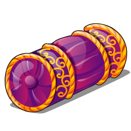 Orthopedic bolster with oriental ornaments isolated on white background. Vector cartoon close-up illustrationのイラスト素材