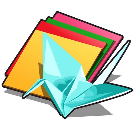 Figure of a crane in origami style isolated on white background. Vector cartoon close-up illustrationのイラスト素材